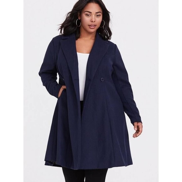 torrid Jackets & Blazers - Torrid Outlander Navy Double Breasted Swing Coat Claire Inspired Plus Size 1 1X